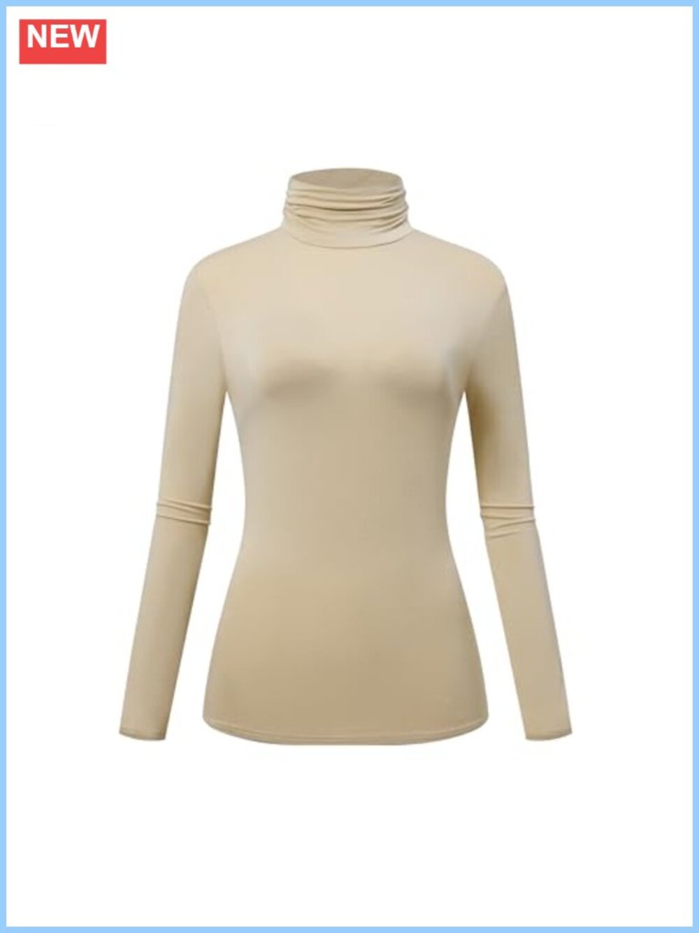 Long Sleeve Turtleneck T-Shirt Basic Stretch Layer Comfy High Neck Top